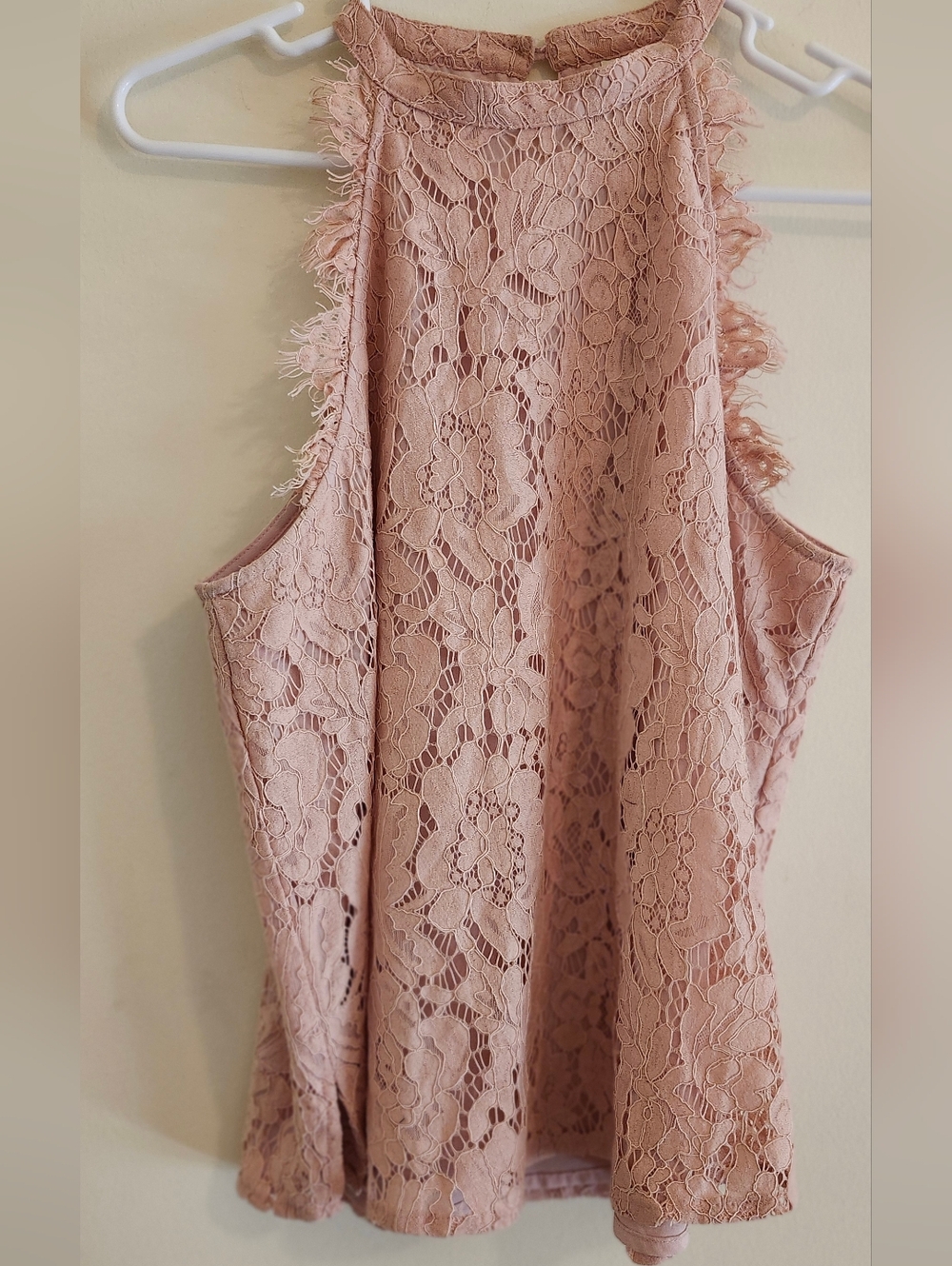 fun 2 fun Dusty Pink Lace Halter Tank